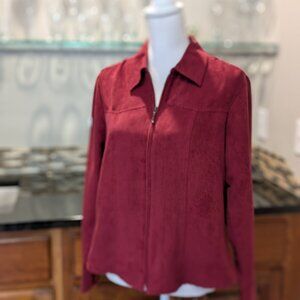 Fiorlini International Faux Suede Jacket Microfiber Full Zip Blazer Chic Medium